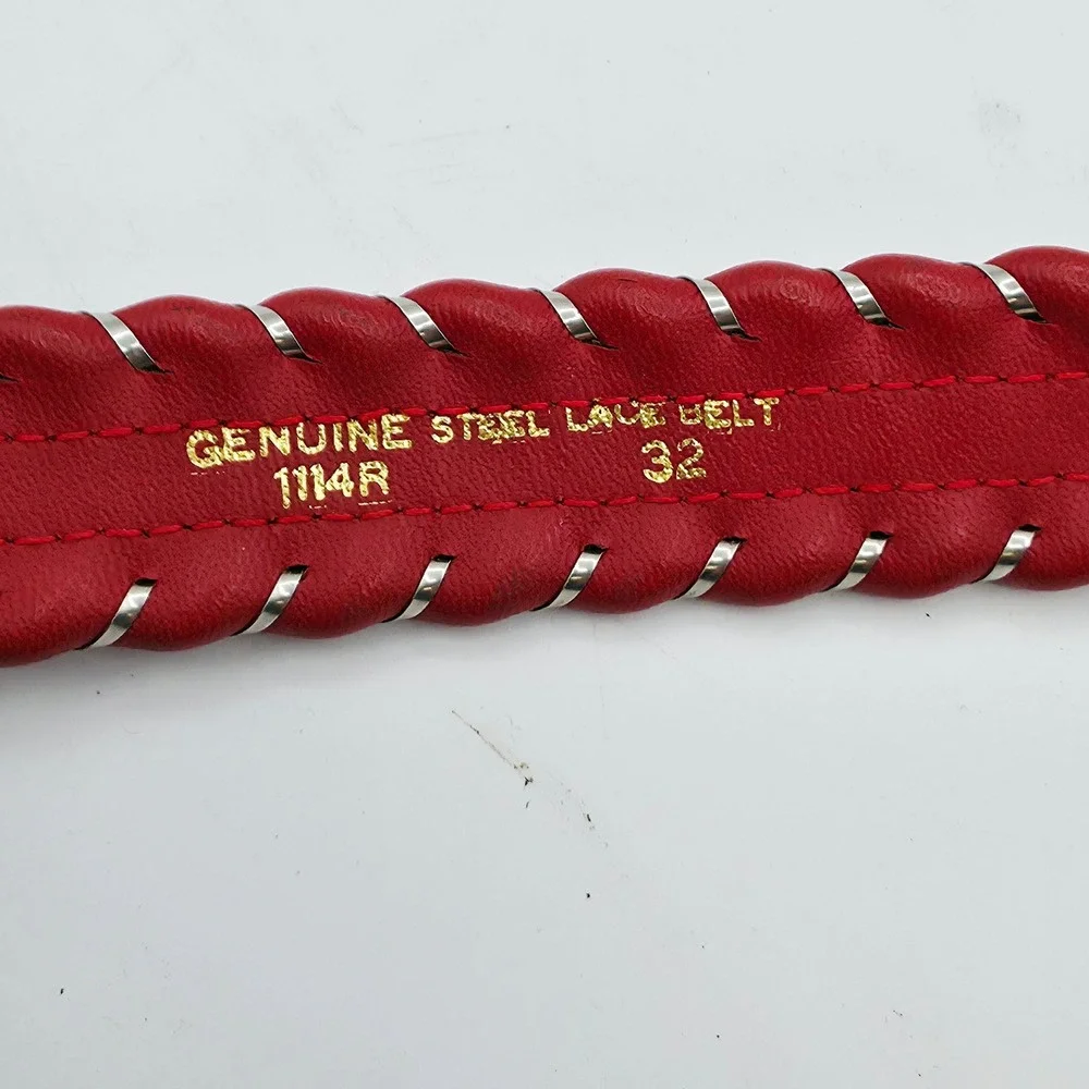 Nocona Belt Co. Steel Lace‎ Belt Women Size 32 Red Western Braided Cowgirl Core